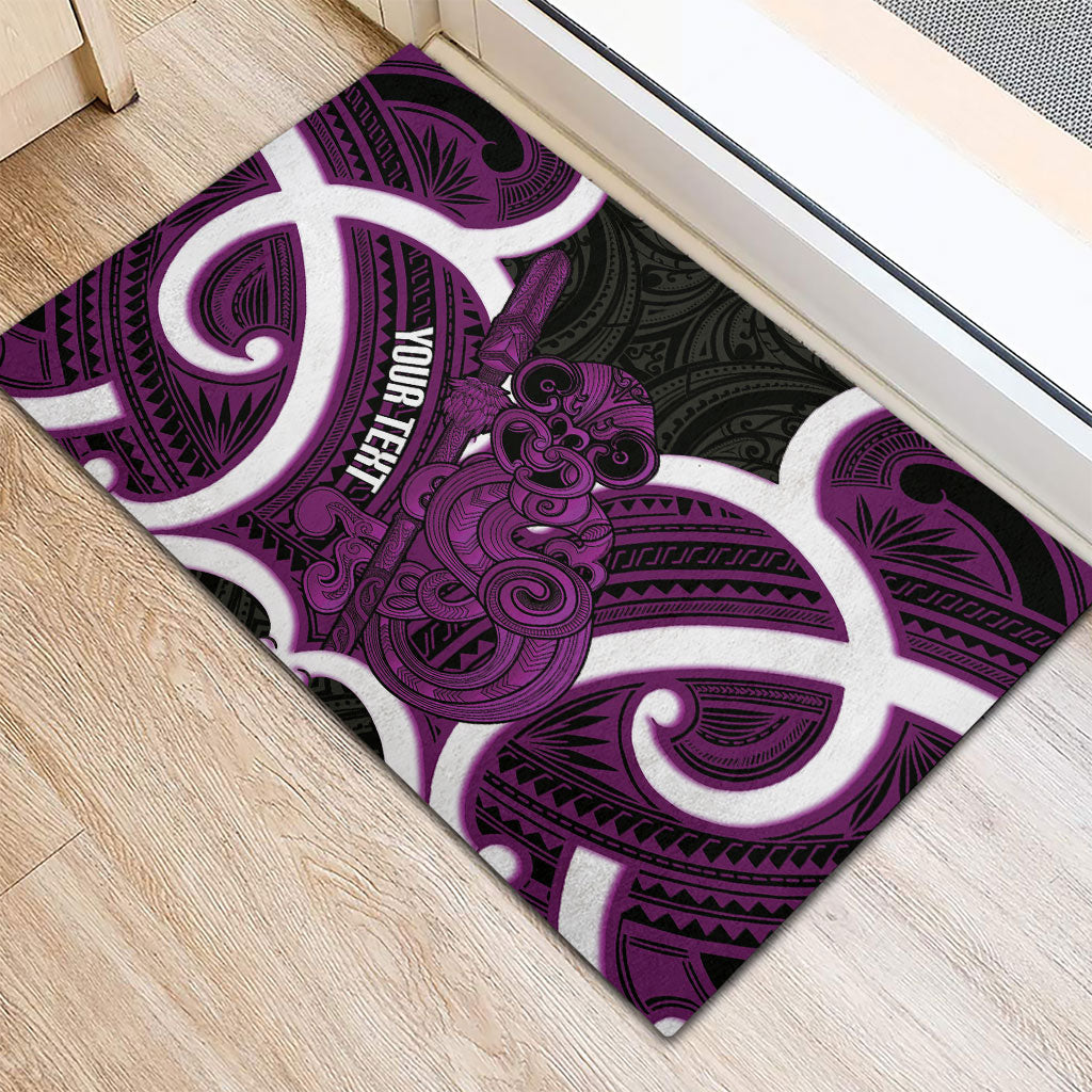 Waiporoporo Aotearoa Atua Tumatauenga Personalised Rubber Doormat Maori God Of War Tiki With Taiaha