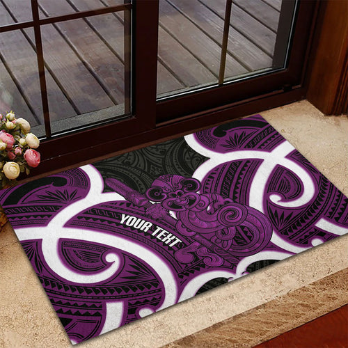 Waiporoporo Aotearoa Atua Tumatauenga Personalised Rubber Doormat Maori God Of War Tiki With Taiaha