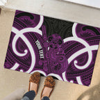 Waiporoporo Aotearoa Atua Tumatauenga Personalised Rubber Doormat Maori God Of War Tiki With Taiaha