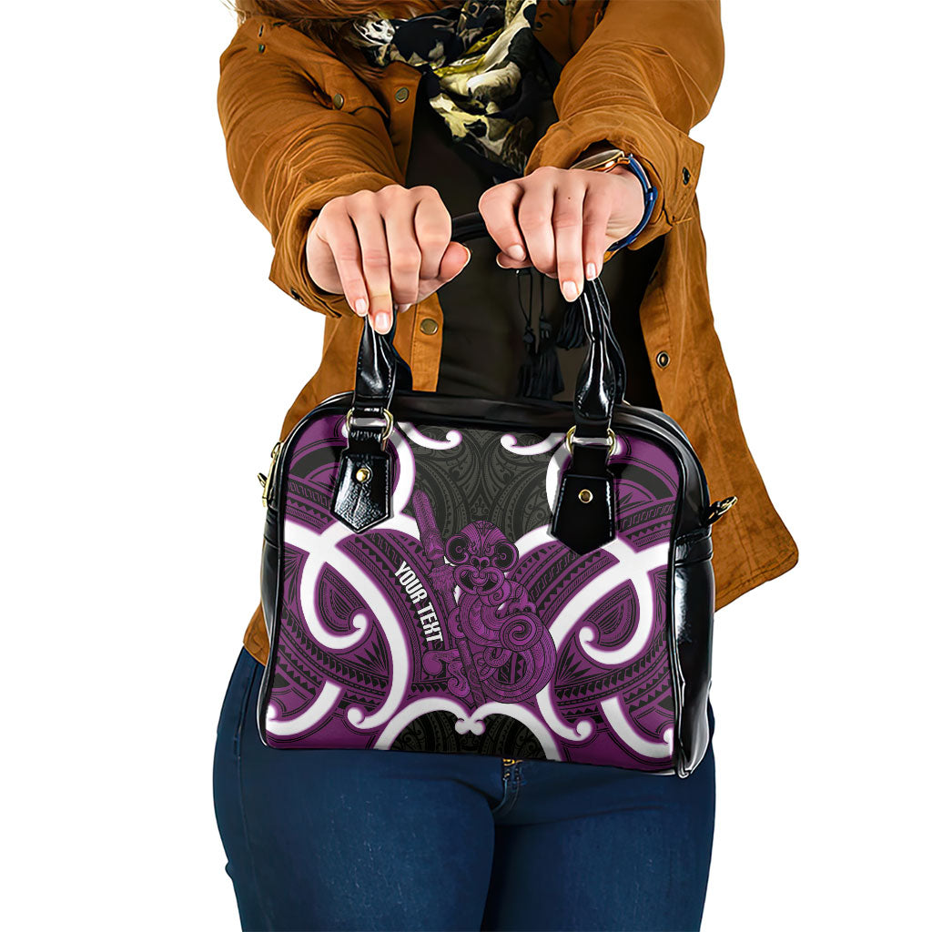 Waiporoporo Aotearoa Atua Tumatauenga Personalised Shoulder Handbag Maori God Of War Tiki With Taiaha