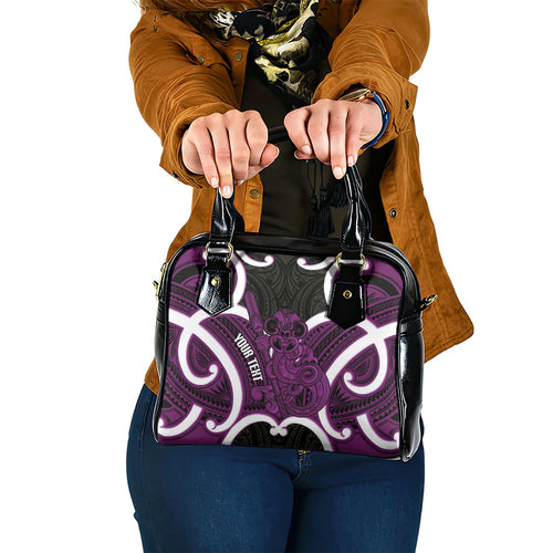 Waiporoporo Aotearoa Atua Tumatauenga Personalised Shoulder Handbag Maori God Of War Tiki With Taiaha