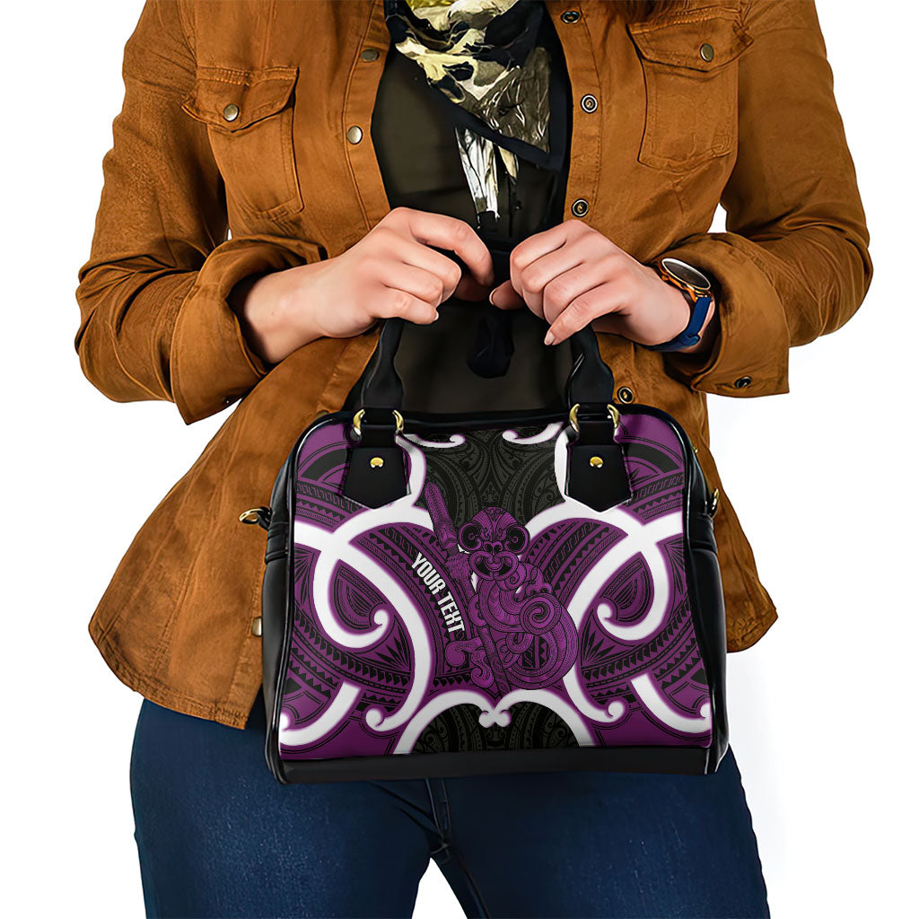 Waiporoporo Aotearoa Atua Tumatauenga Personalised Shoulder Handbag Maori God Of War Tiki With Taiaha