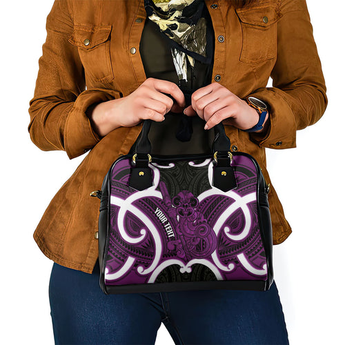 Waiporoporo Aotearoa Atua Tumatauenga Personalised Shoulder Handbag Maori God Of War Tiki With Taiaha