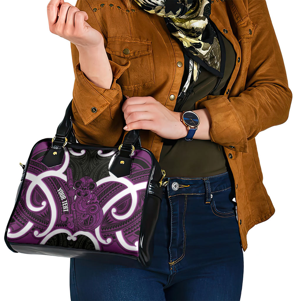 Waiporoporo Aotearoa Atua Tumatauenga Personalised Shoulder Handbag Maori God Of War Tiki With Taiaha