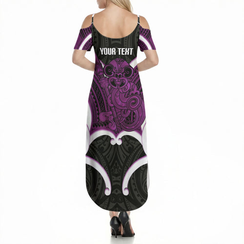 Waiporoporo Aotearoa Atua Tumatauenga Personalised Summer Maxi Dress Maori God Of War Tiki With Taiaha