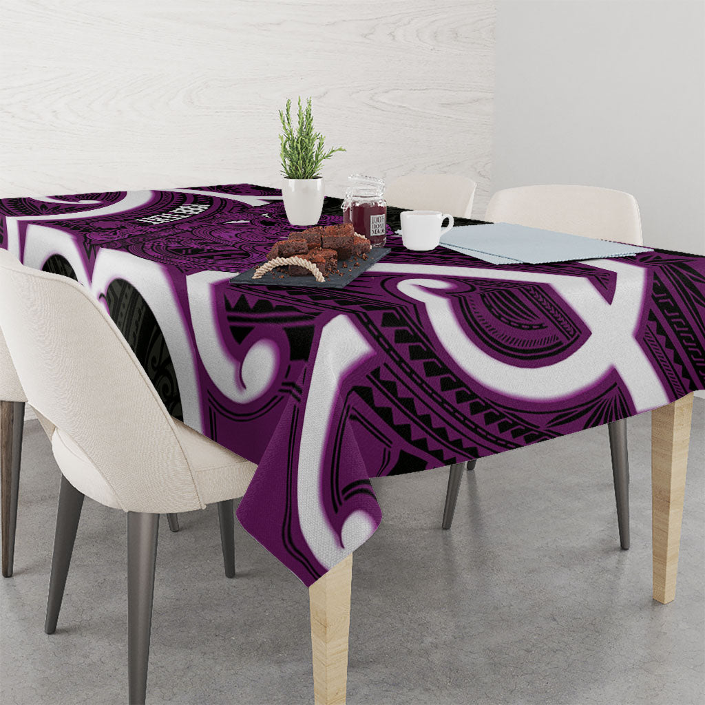 Waiporoporo Aotearoa Atua Tumatauenga Personalised Tablecloth Maori God Of War Tiki With Taiaha
