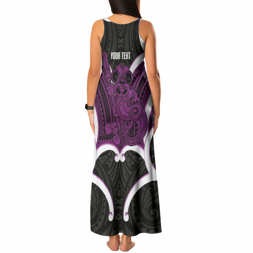 Waiporoporo Aotearoa Atua Tumatauenga Personalised Tank Maxi Dress Maori God Of War Tiki With Taiaha