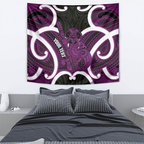 Waiporoporo Aotearoa Atua Tumatauenga Personalised Tapestry Maori God Of War Tiki With Taiaha