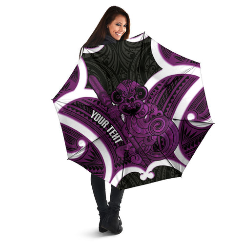 Waiporoporo Aotearoa Atua Tumatauenga Personalised Umbrella Maori God Of War Tiki With Taiaha