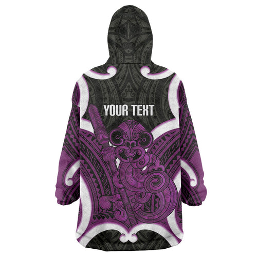 Waiporoporo Aotearoa Atua Tumatauenga Personalised Wearable Blanket Hoodie Maori God Of War Tiki With Taiaha