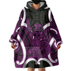 Waiporoporo Aotearoa Atua Tumatauenga Personalised Wearable Blanket Hoodie Maori God Of War Tiki With Taiaha