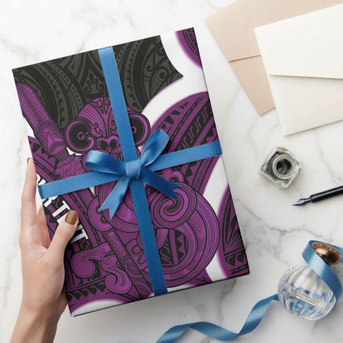 Waiporoporo Aotearoa Atua Tumatauenga Personalised Wrapping Paper Maori God Of War Tiki With Taiaha