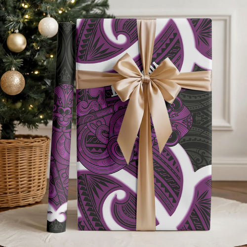 Waiporoporo Aotearoa Atua Tumatauenga Personalised Wrapping Paper Maori God Of War Tiki With Taiaha