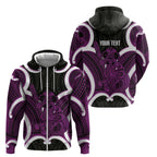 Waiporoporo Aotearoa Atua Tumatauenga Personalised Zip Hoodie Maori God Of War Tiki With Taiaha