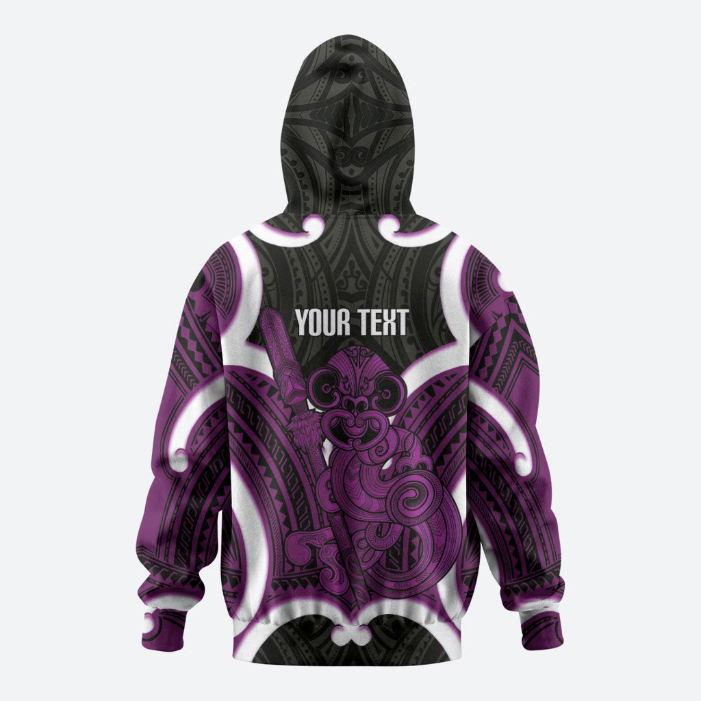 Waiporoporo Aotearoa Atua Tumatauenga Personalised Zip Hoodie Maori God Of War Tiki With Taiaha