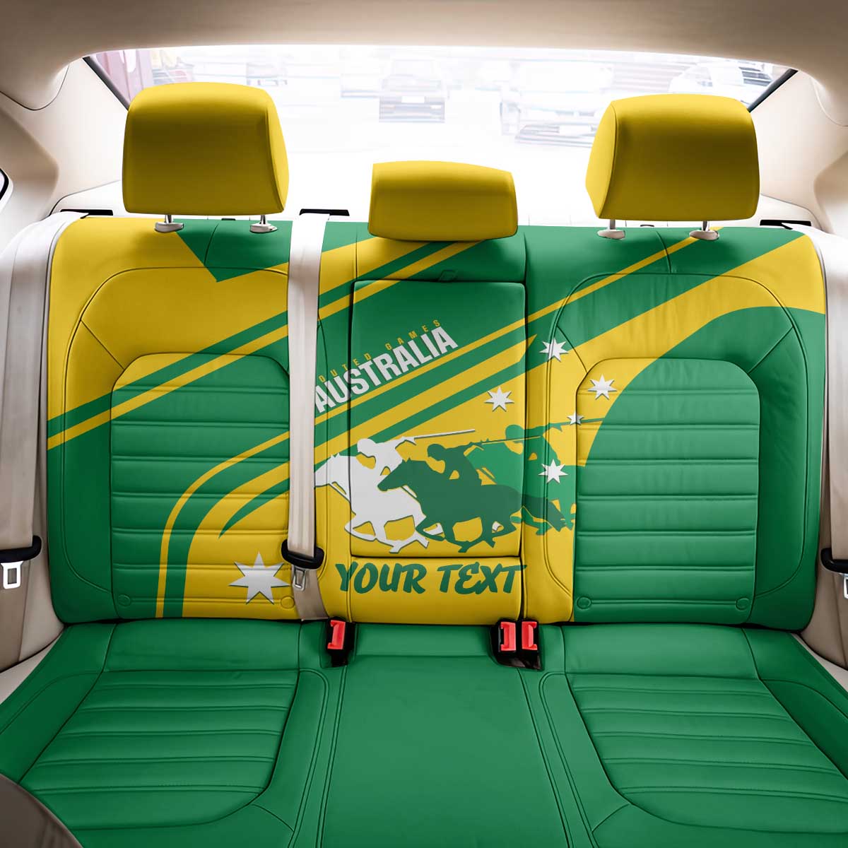 Personalised Mounted Games Australia Back Car Seat Cover Nations 2025 Championship National Color - Aussie Hoodie