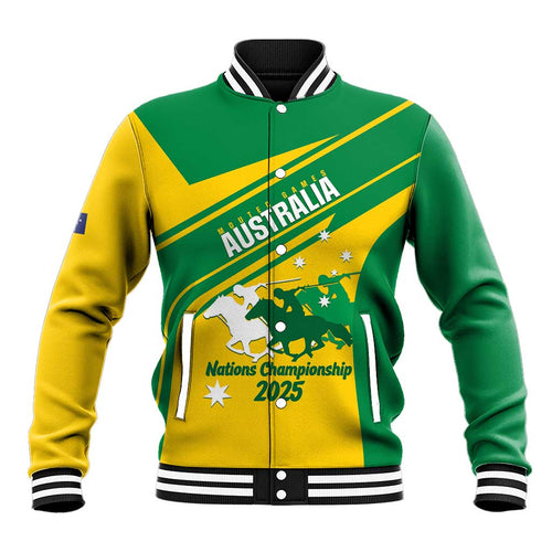 Personalised Mounted Games Australia Baseball Jacket Nations 2025 Championship National Color - Aussie Hoodie