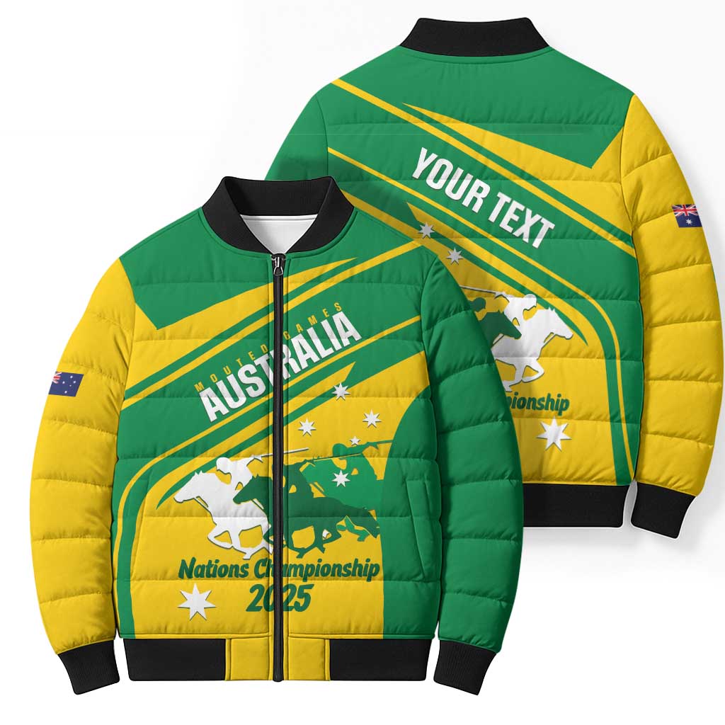 Personalised Mounted Games Australia Bomber Puffer Jacket Nations 2025 Championship National Color - Aussie Hoodie