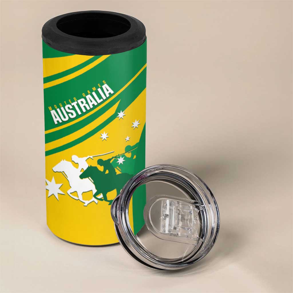 Personalised Mounted Games Australia 4 in 1 Can Cooler Tumbler Nations 2025 Championship National Color - Aussie Hoodie