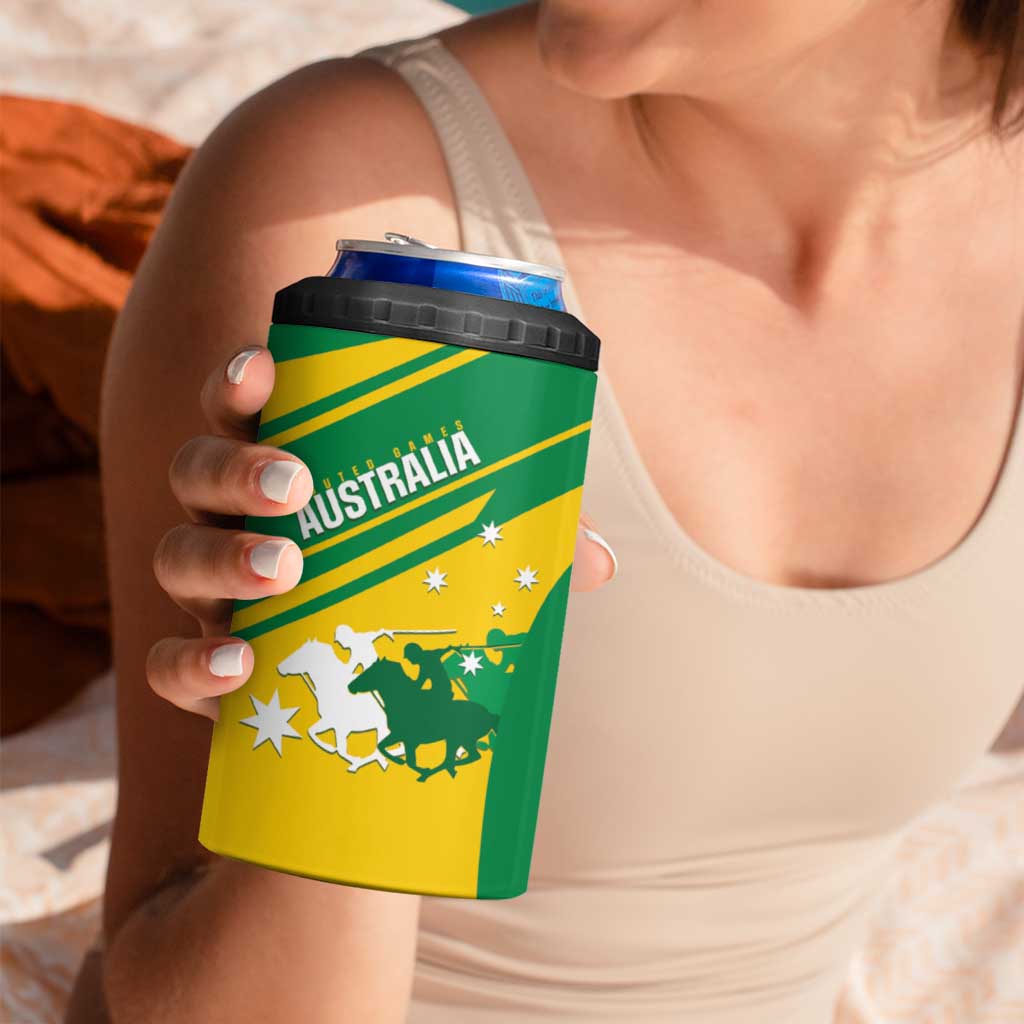 Personalised Mounted Games Australia 4 in 1 Can Cooler Tumbler Nations 2025 Championship National Color - Aussie Hoodie