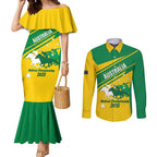 Personalised Mounted Games Australia Couples Matching Mermaid Dress and Long Sleeve Button Shirt Nations 2025 Championship National Color - Aussie Hoodie