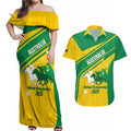 Personalised Mounted Games Australia Couples Matching Off Shoulder Maxi Dress and Hawaiian Shirt Nations 2025 Championship National Color - Aussie Hoodie