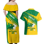 Personalised Mounted Games Australia Couples Matching Off Shoulder Maxi Dress and Hawaiian Shirt Nations 2025 Championship National Color - Aussie Hoodie
