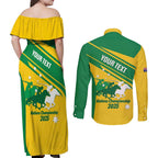 Personalised Mounted Games Australia Couples Matching Off Shoulder Maxi Dress and Long Sleeve Button Shirt Nations 2025 Championship National Color - Aussie Hoodie