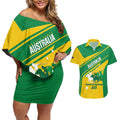 Personalised Mounted Games Australia Couples Matching Off Shoulder Short Dress and Hawaiian Shirt Nations 2025 Championship National Color - Aussie Hoodie