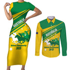 Personalised Mounted Games Australia Couples Matching Short Sleeve Bodycon Dress and Long Sleeve Button Shirt Nations 2025 Championship National Color - Aussie Hoodie