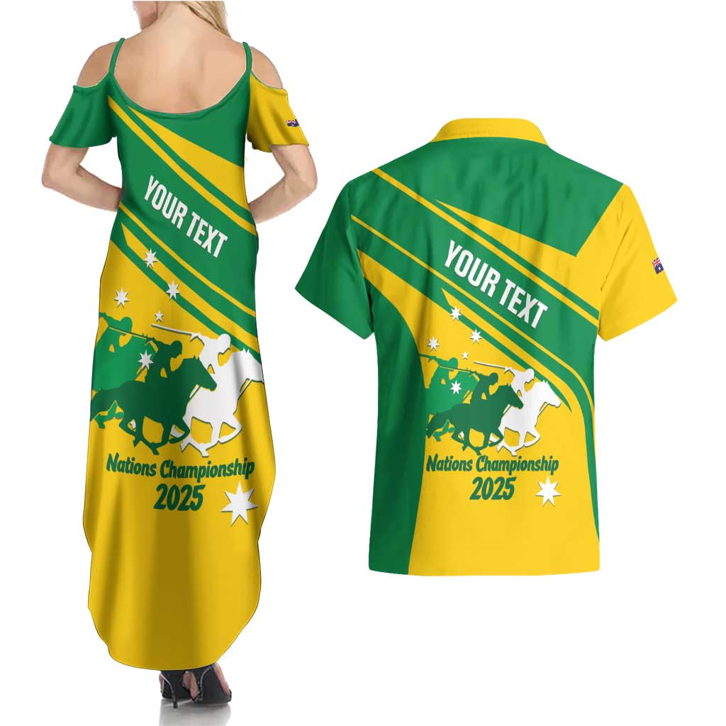 Personalised Mounted Games Australia Couples Matching Summer Maxi Dress and Hawaiian Shirt Nations 2025 Championship National Color - Aussie Hoodie
