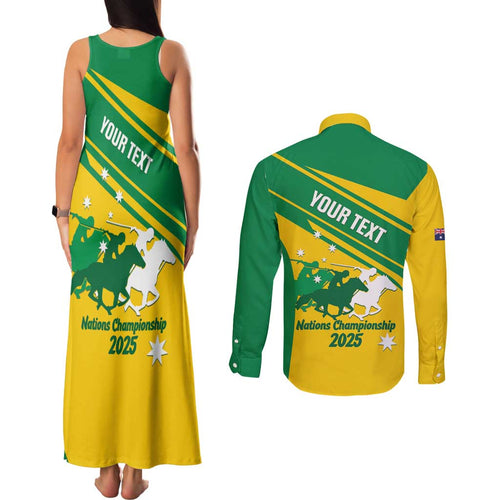 Personalised Mounted Games Australia Couples Matching Tank Maxi Dress and Long Sleeve Button Shirt Nations 2025 Championship National Color - Aussie Hoodie