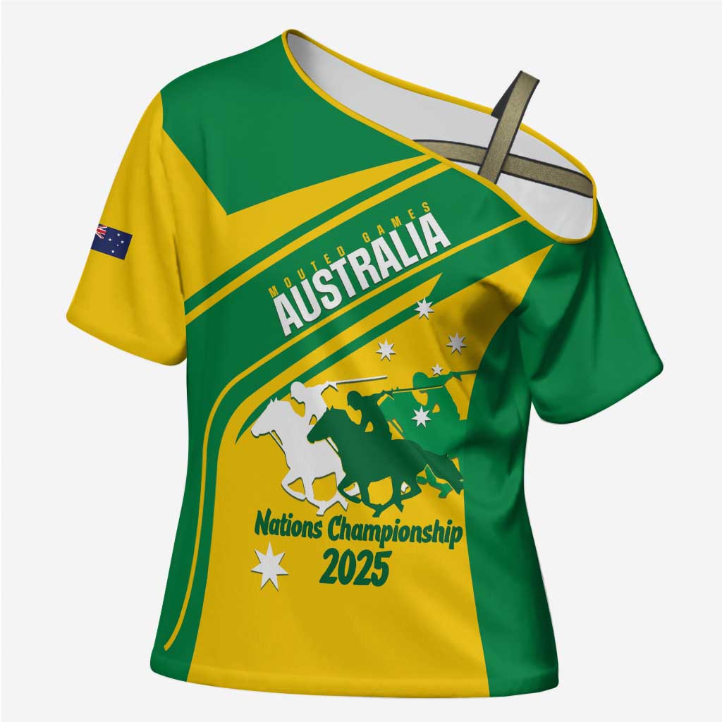 Personalised Mounted Games Australia Cross Shoulder Shirt Nations 2025 Championship National Color - Aussie Hoodie