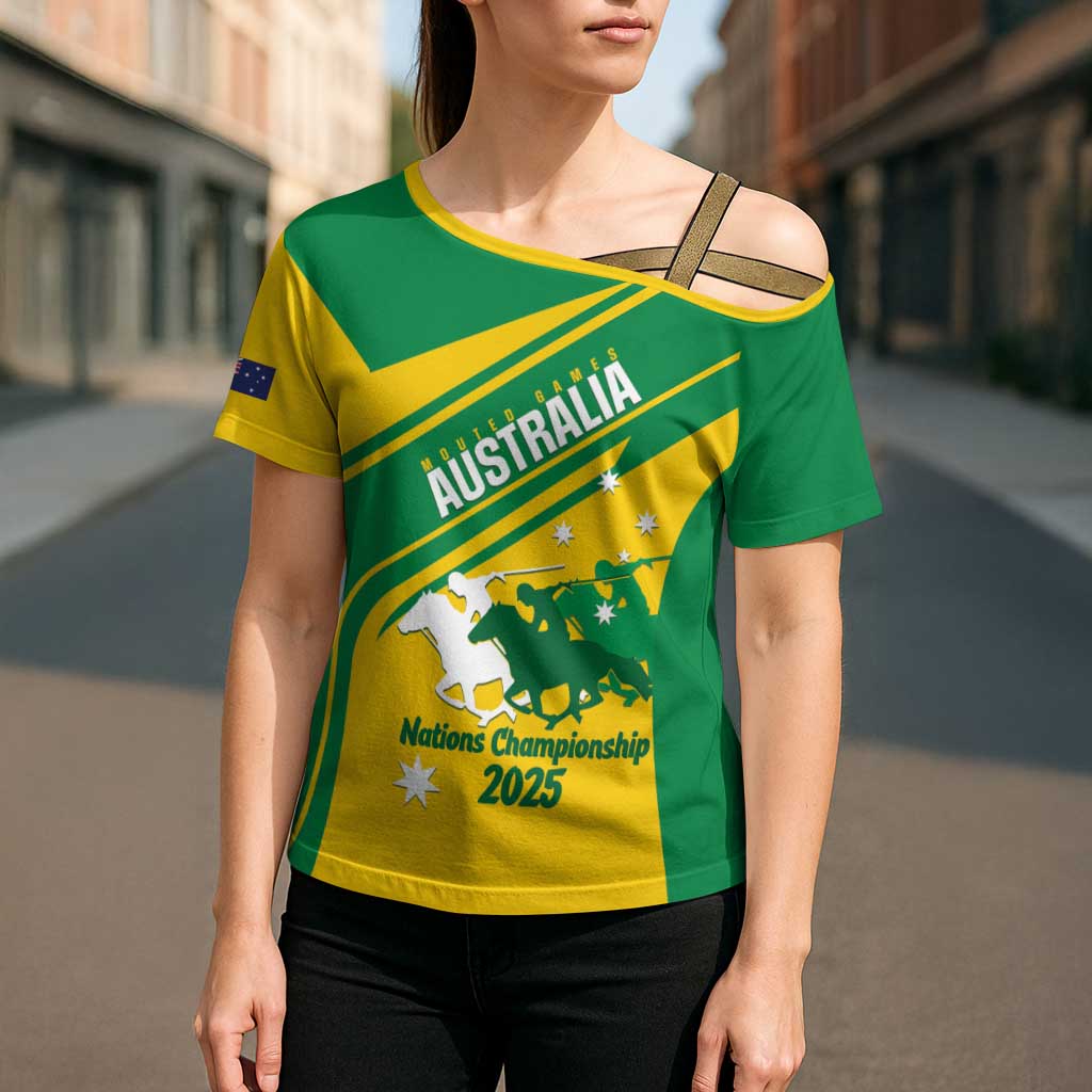 Personalised Mounted Games Australia Cross Shoulder Shirt Nations 2025 Championship National Color - Aussie Hoodie