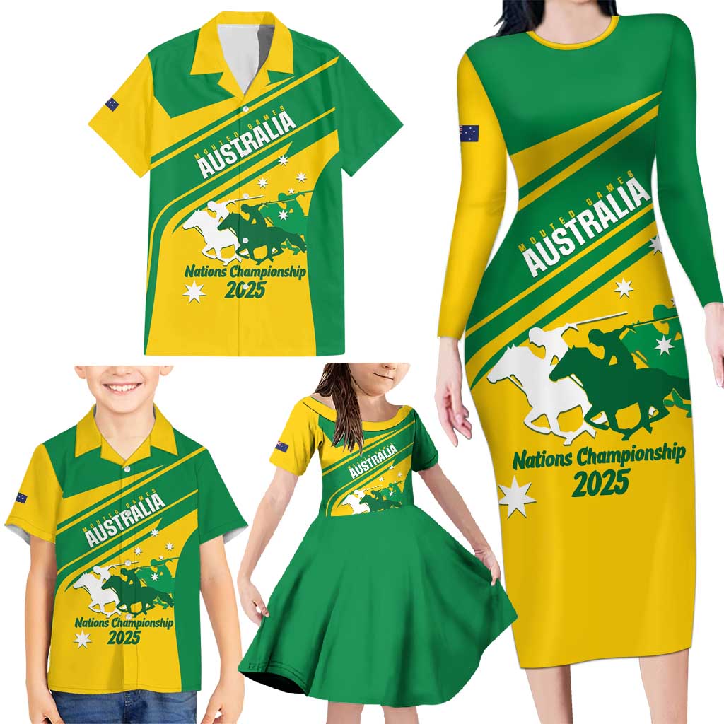 Personalised Mounted Games Australia Family Matching Long Sleeve Bodycon Dress and Hawaiian Shirt Nations 2025 Championship National Color - Aussie Hoodie