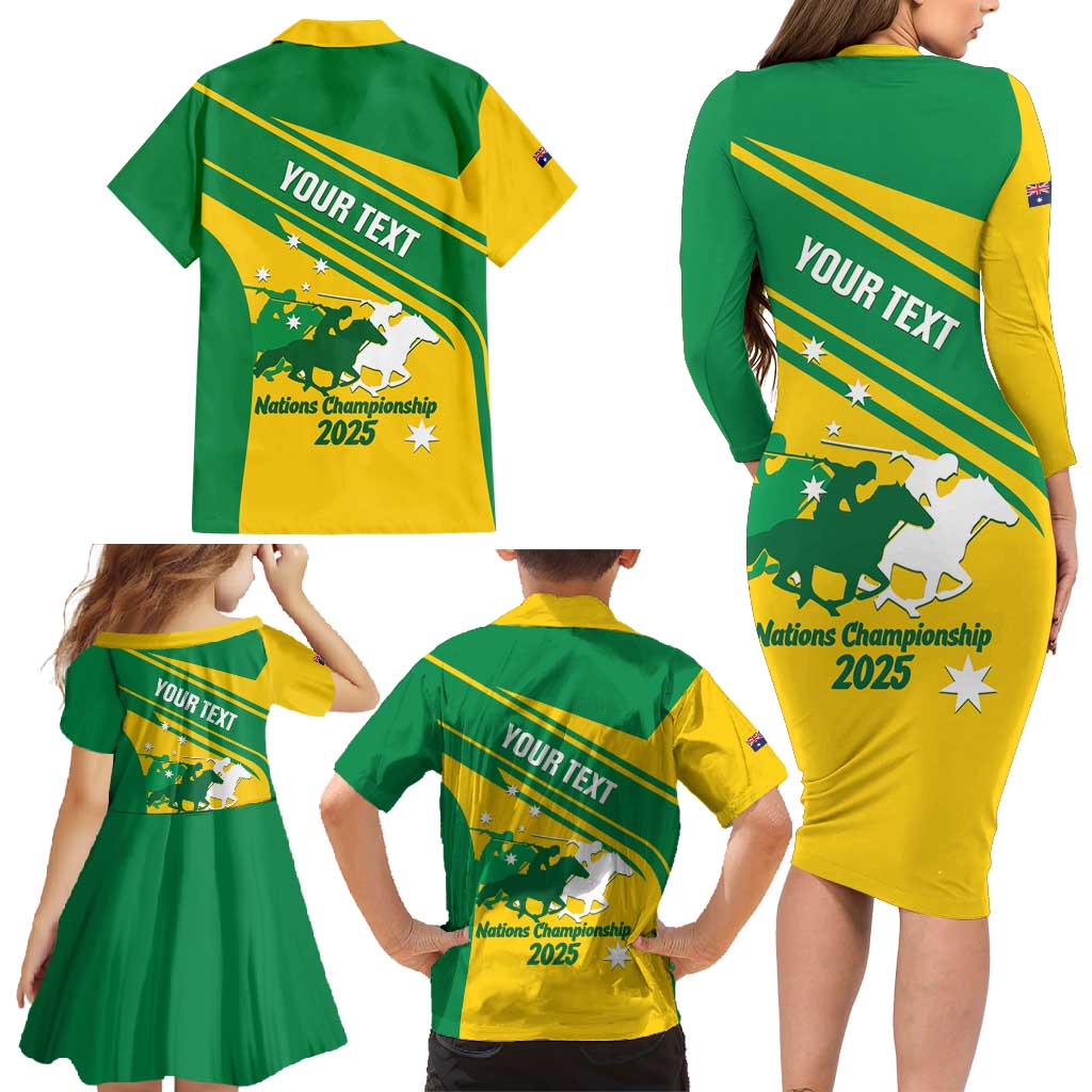 Personalised Mounted Games Australia Family Matching Long Sleeve Bodycon Dress and Hawaiian Shirt Nations 2025 Championship National Color - Aussie Hoodie