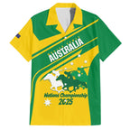 Personalised Mounted Games Australia Family Matching Off The Shoulder Long Sleeve Dress and Hawaiian Shirt Nations 2025 Championship National Color - Aussie Hoodie