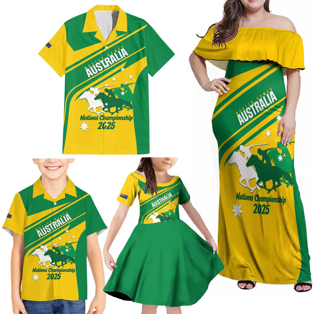Personalised Mounted Games Australia Family Matching Off Shoulder Maxi Dress and Hawaiian Shirt Nations 2025 Championship National Color - Aussie Hoodie
