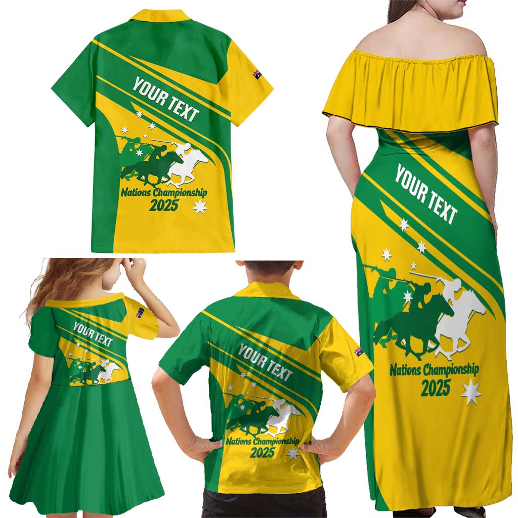 Personalised Mounted Games Australia Family Matching Off Shoulder Maxi Dress and Hawaiian Shirt Nations 2025 Championship National Color - Aussie Hoodie