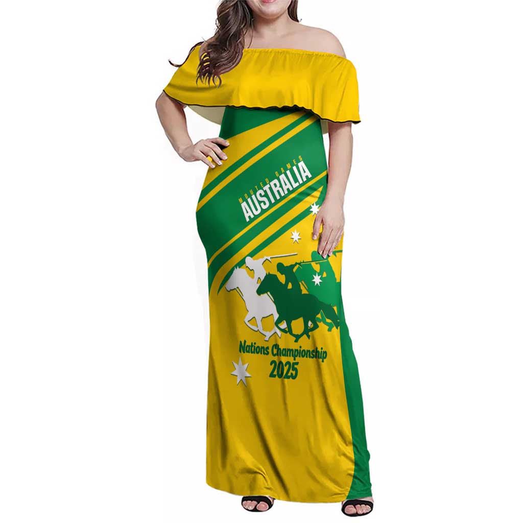 Personalised Mounted Games Australia Family Matching Off Shoulder Maxi Dress and Hawaiian Shirt Nations 2025 Championship National Color - Aussie Hoodie