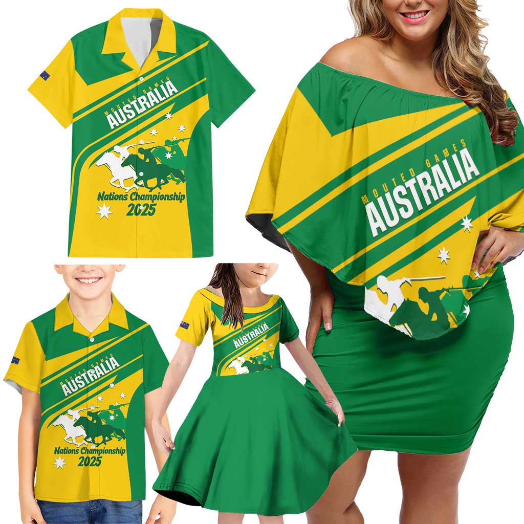 Personalised Mounted Games Australia Family Matching Off Shoulder Short Dress and Hawaiian Shirt Nations 2025 Championship National Color - Aussie Hoodie