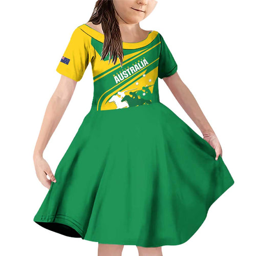 Personalised Mounted Games Australia Family Matching Off Shoulder Short Dress and Hawaiian Shirt Nations 2025 Championship National Color - Aussie Hoodie