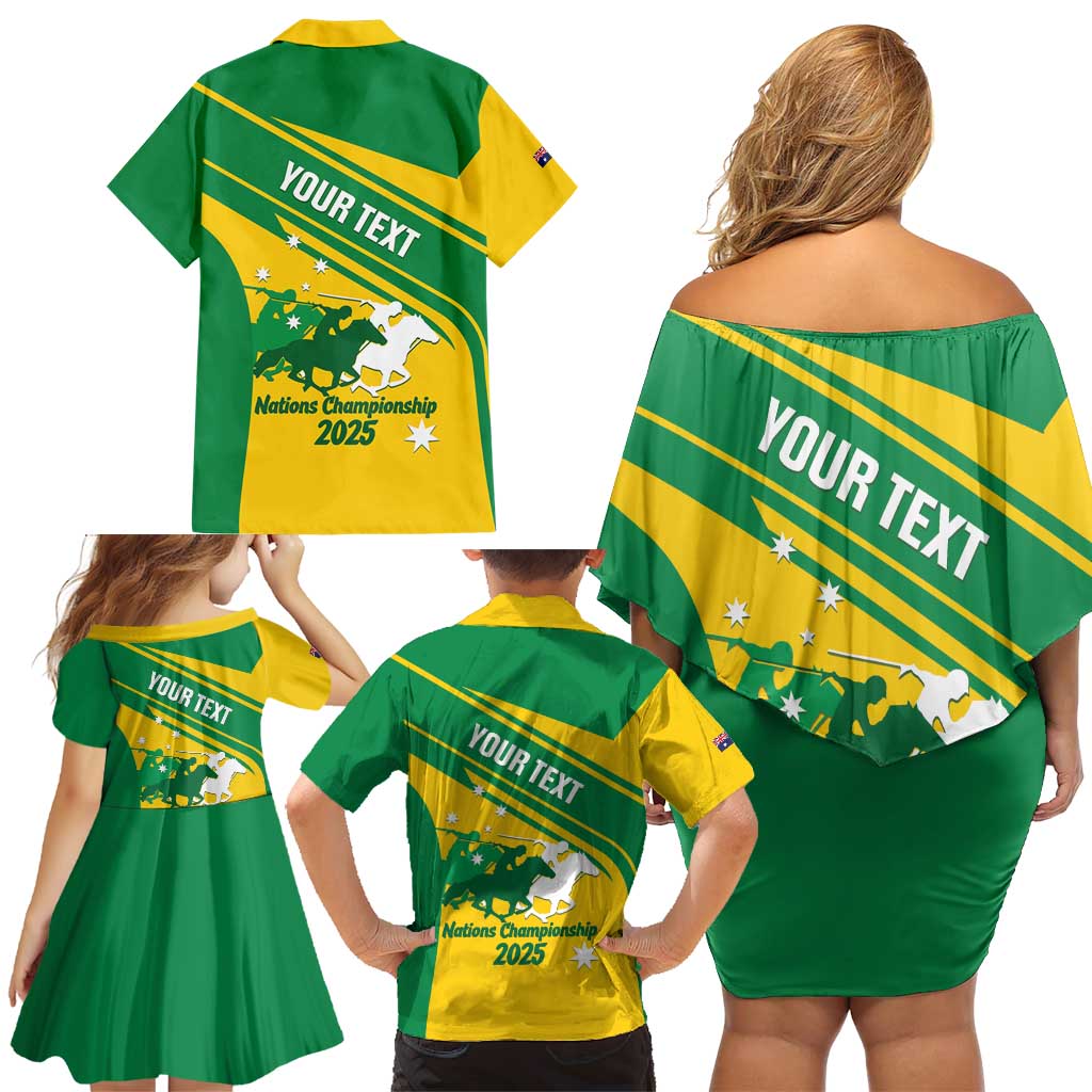 Personalised Mounted Games Australia Family Matching Off Shoulder Short Dress and Hawaiian Shirt Nations 2025 Championship National Color - Aussie Hoodie