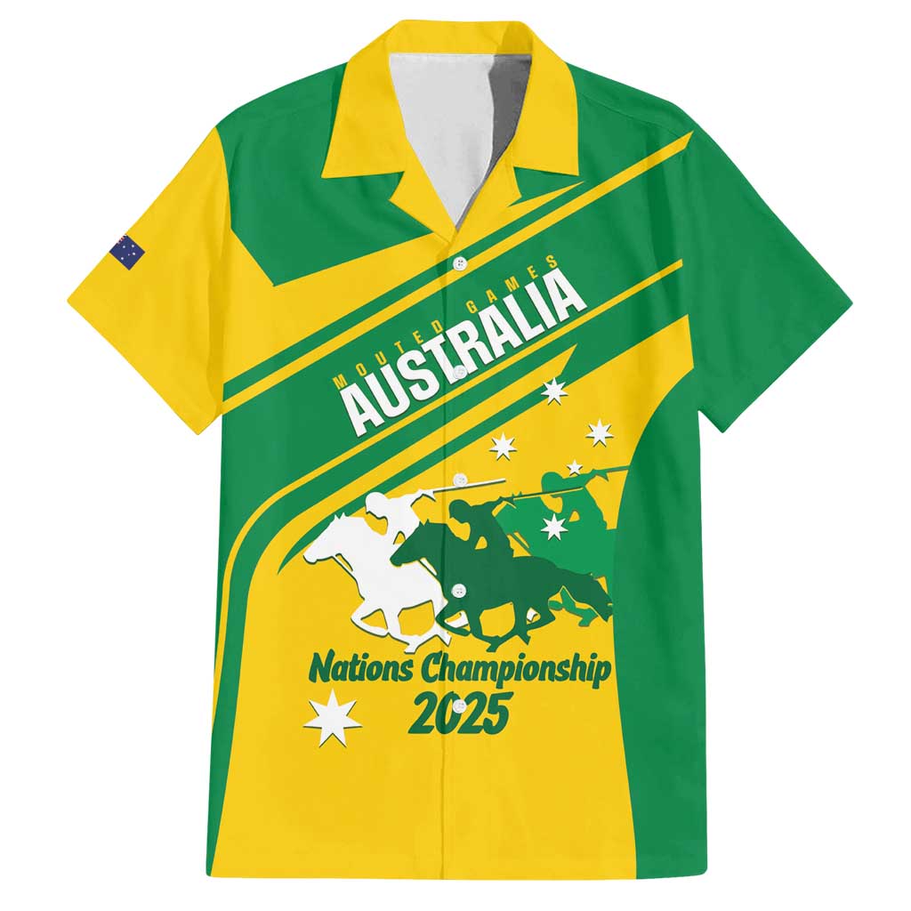 Personalised Mounted Games Australia Family Matching Off Shoulder Short Dress and Hawaiian Shirt Nations 2025 Championship National Color - Aussie Hoodie