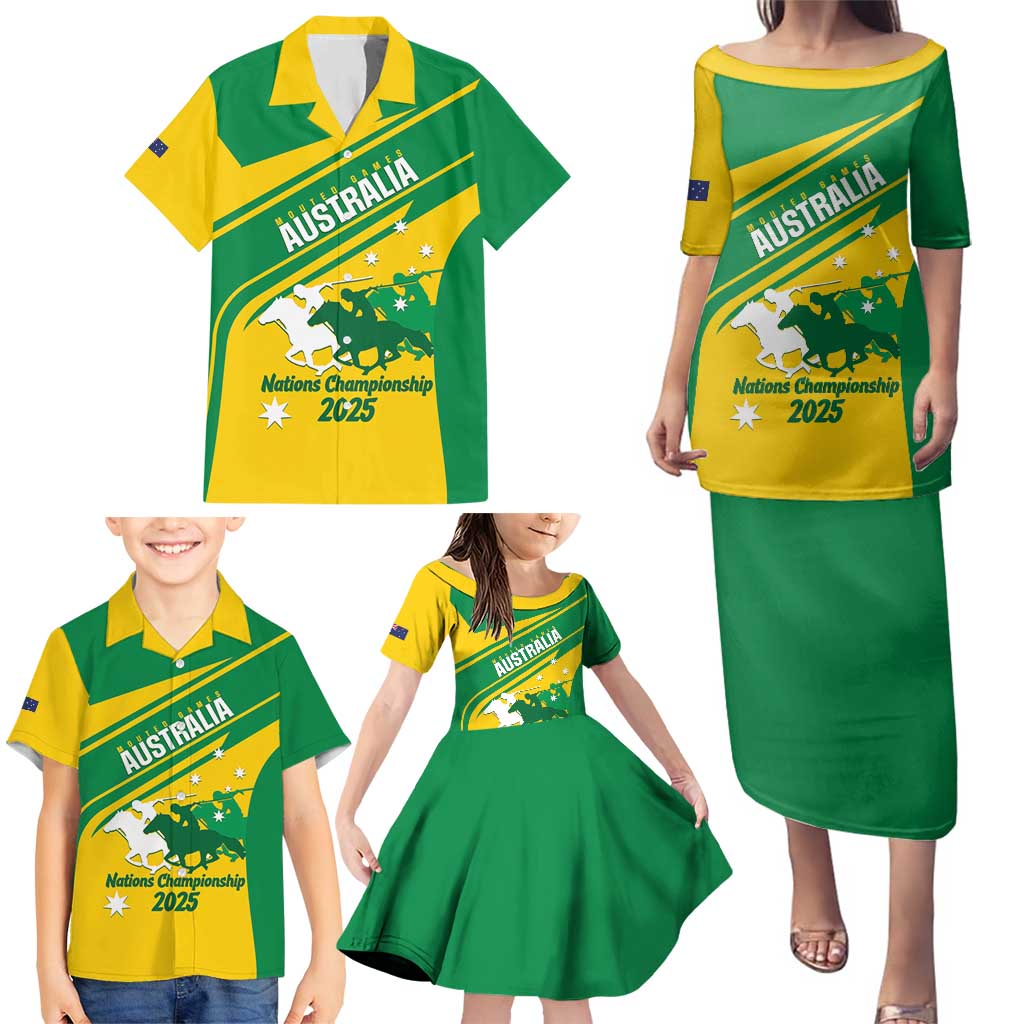Personalised Mounted Games Australia Family Matching Puletasi and Hawaiian Shirt Nations 2025 Championship National Color - Aussie Hoodie