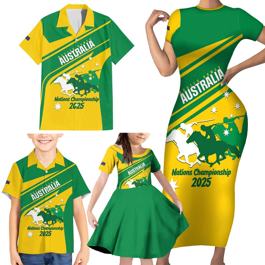 Personalised Mounted Games Australia Family Matching Short Sleeve Bodycon Dress and Hawaiian Shirt Nations 2025 Championship National Color - Aussie Hoodie