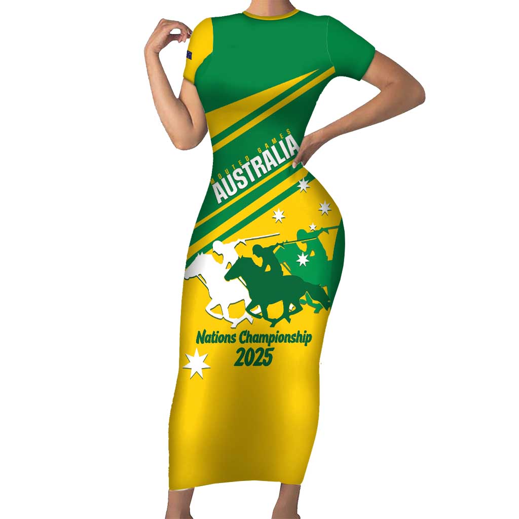 Personalised Mounted Games Australia Family Matching Short Sleeve Bodycon Dress and Hawaiian Shirt Nations 2025 Championship National Color - Aussie Hoodie