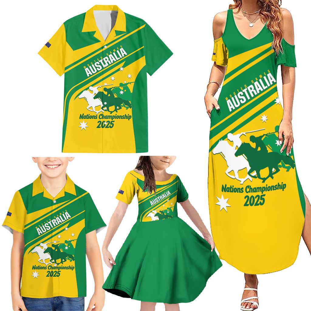 Personalised Mounted Games Australia Family Matching Summer Maxi Dress and Hawaiian Shirt Nations 2025 Championship National Color - Aussie Hoodie