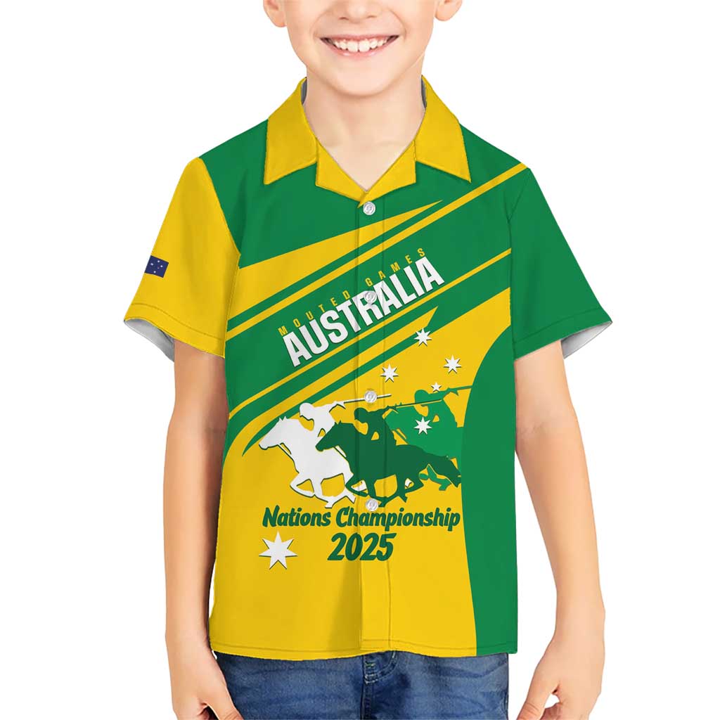 Personalised Mounted Games Australia Kid Hawaiian Shirt Nations 2025 Championship National Color - Aussie Hoodie
