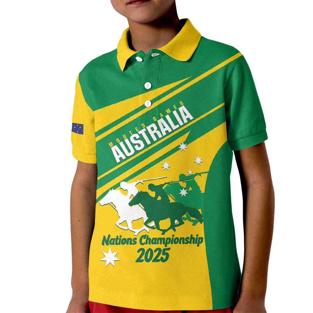 Personalised Mounted Games Australia Kid Polo Shirt Nations 2025 Championship National Color - Aussie Hoodie